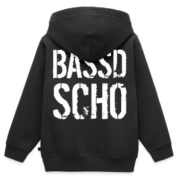 Bassd scho - Kinder Premium Organic Zip Hoodie - Schwarz - Hinten - AI Model Kid Male (0cm)
