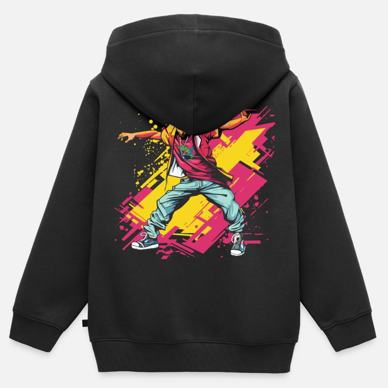 Breakdancer Graffiti - Sweat Premium à capuche zippé enfant bio - noir
