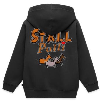 Stall Pulli - Kinder Premium Organic Zip Hoodie - Schwarz - Hinten - AI Model Kid Male (0cm)