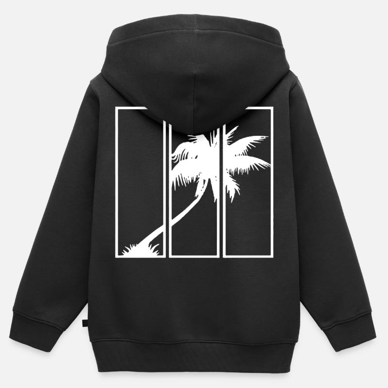 Vue sur les vacances (blanc) - Sweat Premium à capuche zippé enfant bio - noir