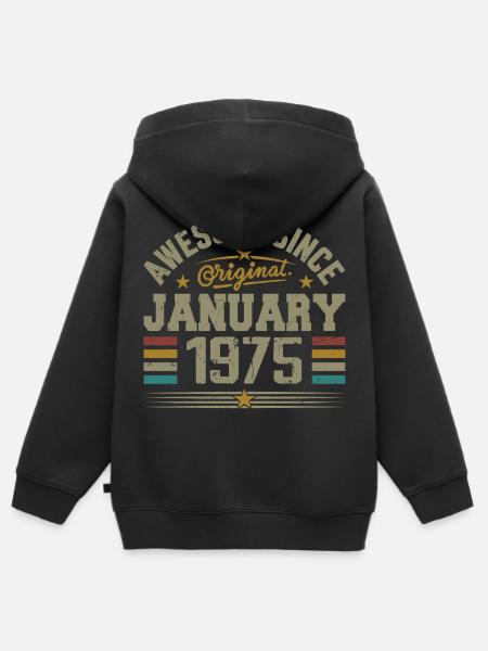 Rétro Cadeau D'anniversaire Nées En Janvier 1975 - Premium børne zip-hættetrøje økologisk - sort