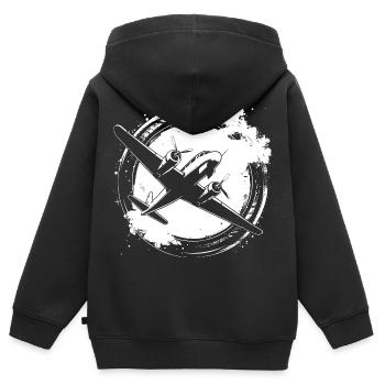 Flugzeug Skizze - Kinder Premium Organic Zip Hoodie - Schwarz - Hinten - AI Model Kid Male (0cm)