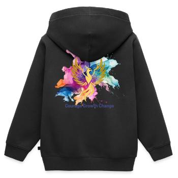 Courage Growth Change - Kinder Premium Organic Zip Hoodie - Schwarz - Hinten - AI Model Kid Male (0cm)