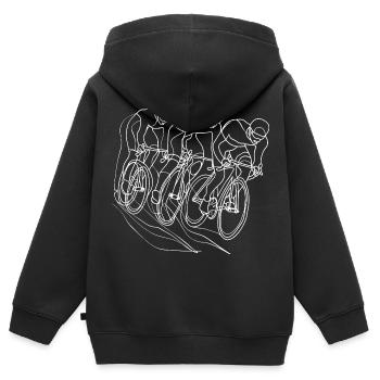 Radfahrer Strichzeichnung - Kinder Premium Organic Zip Hoodie - Schwarz - Hinten - AI Model Kid Male (0cm)