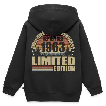 1963 September 1963 Anniversary September 1963 - Kids Premium Organic Zip-up Hoodie - black - Back - AI Model Kid Male (0cm)