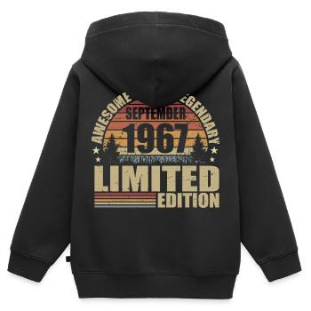 1967 septembre 1967 Anniversaire septembre 1967 - Sweat Premium à capuche zippé enfant bio - noir - Dos - AI Model Kid Male (0cm)