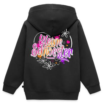 Kleine Schwester - Kinder Premium Organic Zip Hoodie - Schwarz - Hinten - AI Model Kid Male (0cm)