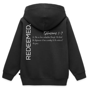 Erlöst - Epheser 1:7 Christlicher Plan - Kinder Premium Organic Zip Hoodie - Schwarz - Hinten - AI Model Kid Male (0cm)