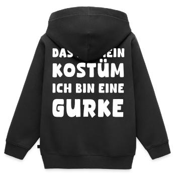 Drôle de concombre costume carnaval Halloween - Sweat Premium à capuche zippé enfant bio - noir - Dos - AI Model Kid Male (0cm)