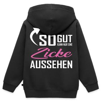 So gut kann nur eine Zicken aussehen - Kids Premium Organic Zip-up Hoodie - black - Back - AI Model Kid Male (0cm)