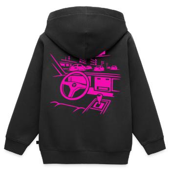 Neon Car Cockpit - Kinder Premium Organic Zip Hoodie - Schwarz - Hinten - AI Model Kid Male (0cm)