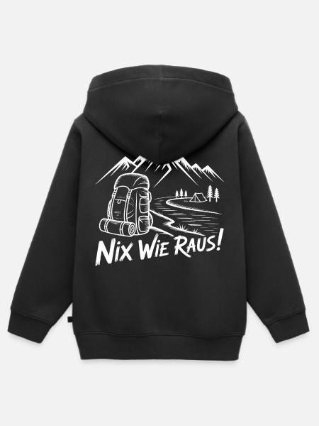 Nix Wie Raus Bergwanderung - Kinder Premium Organic Zip Hoodie - Schwarz