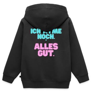 Ich_atme_noch - Kids Premium Organic Zip-up Hoodie - black - Back - AI Model Kid Male (0cm)