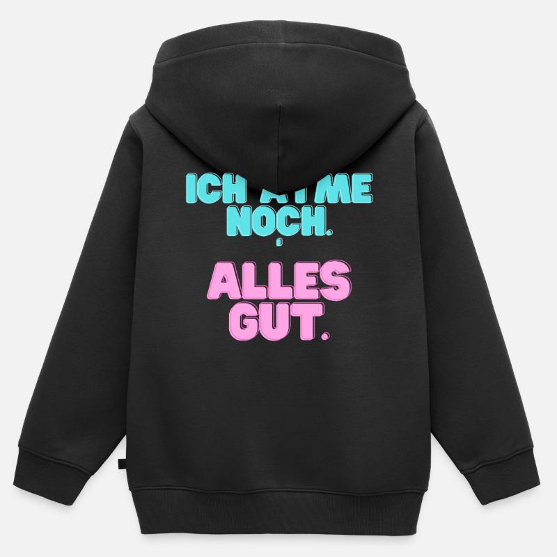 Ich_atme_noch - Sweat Premium à capuche zippé enfant bio - noir