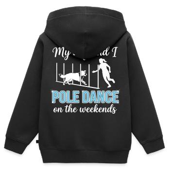 Danse au poteau en disant drôle d’agilité en slalom - Sweat Premium à capuche zippé enfant bio - noir - Dos - AI Model Kid Male (0cm)