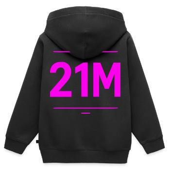 T-shirt crypto de 21 millions de millions pour traders et investisseurs - Sweat Premium à capuche zippé enfant bio - noir - Dos - AI Model Kid Male (0cm)