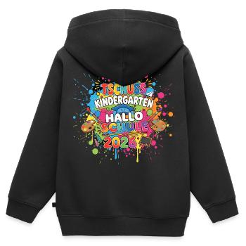 Tschüss Kindergarten Hallo Schule 2026 - Kinder Premium Organic Zip Hoodie - Schwarz - Hinten - AI Model Kid Male (0cm)