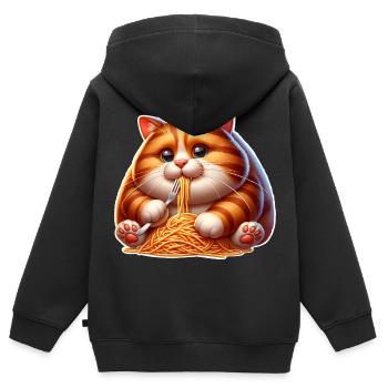 Katze Pasta - Kinder Premium Organic Zip Hoodie - Schwarz - Hinten - AI Model Kid Male (0cm)