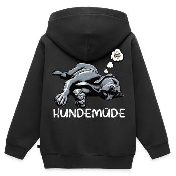 Hundemüde Deutsche Dogge Doggen Doggenbesitzer  - Kinder Premium Organic Zip Hoodie - Schwarz - Hinten - AI Model Kid Male (0cm)