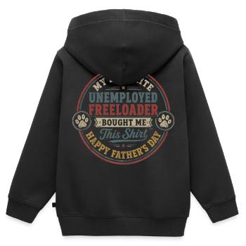 Vatertag – Mein liebster arbeitsloser Schmarotzer - Kinder Premium Organic Zip Hoodie - Schwarz - Hinten - AI Model Kid Male (0cm)