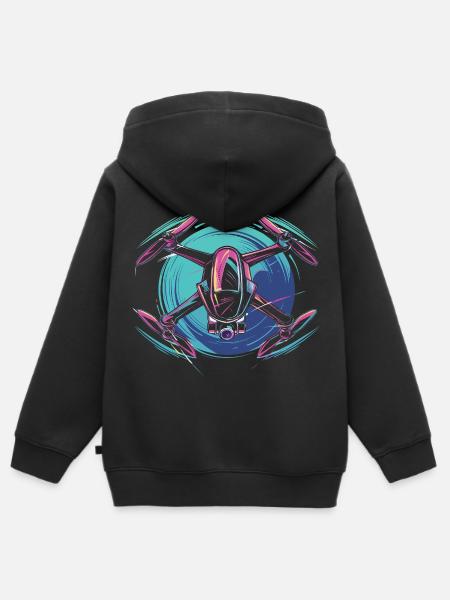 Neon Drohne - Kinder Premium Organic Zip Hoodie - Schwarz