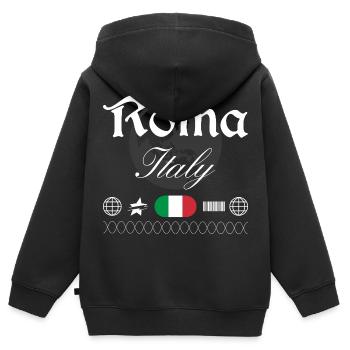 Rome Italie Souvenir de voyage streetwear - Sweat Premium à capuche zippé enfant bio - noir - Dos - AI Model Kid Male (0cm)