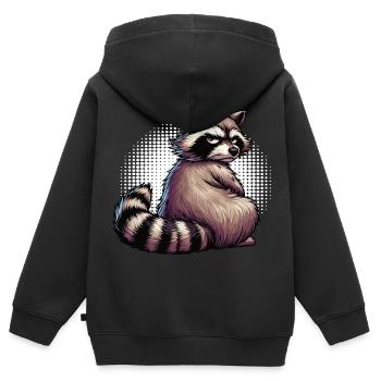 raccoon, raccoon, woodland animal, funny raccoon - Kids Premium Organic Zip-up Hoodie - black - Back - AI Model Kid Male (0cm)