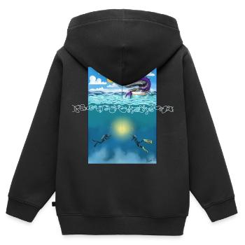 Der "alte Mann" und das Meer - Kinder Premium Organic Zip Hoodie - Schwarz - Hinten - AI Model Kid Male (0cm)