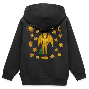 Kleiner Vampir-Dämon Sommer Edition Sonne und Mond - Kinder Premium Organic Zip Hoodie - Schwarz - Hinten - AI Model Kid Male (0cm)