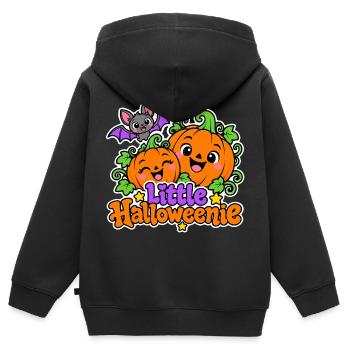 Kleines Halloweenie Kürbis Duo - Kinder Premium Organic Zip Hoodie - Schwarz - Hinten - AI Model Kid Male (0cm)