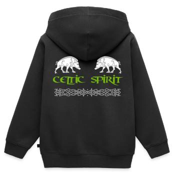 Celtic Spirit - sanglier - Sweat Premium à capuche zippé enfant bio - noir - Dos - AI Model Kid Male (0cm)