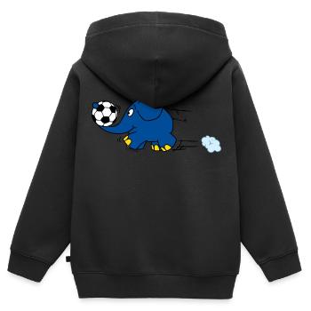 Der Elefant spielt Fussball - Kinder Premium Organic Zip Hoodie - Schwarz - Hinten - AI Model Kid Male (0cm)