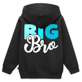 BIG BRO Bruder - Kinder Premium Organic Zip Hoodie - Schwarz - Hinten - AI Model Kid Male (0cm)