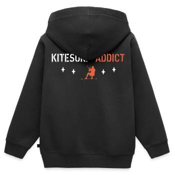 Kitesurf-Süchtiger - Kinder Premium Organic Zip Hoodie - Schwarz - Hinten - AI Model Kid Male (0cm)