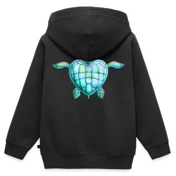Meine Seele ist eine Schildkröte: eine Herzenskapelle - Kinder Premium Organic Zip Hoodie - Schwarz - Hinten - AI Model Kid Male (0cm)