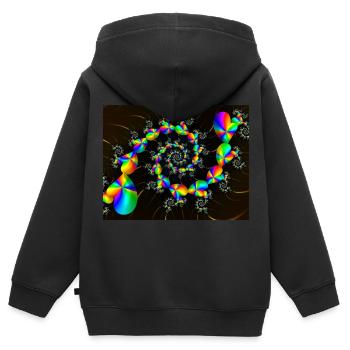 COEURS D'ARC-EN-CIEL EN SPIRALE - Sweat Premium à capuche zippé enfant bio - noir - Dos - AI Model Kid Male (0cm)