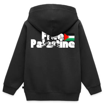 Befreit Palästina - Kinder Premium Organic Zip Hoodie - Schwarz - Hinten - AI Model Kid Male (0cm)