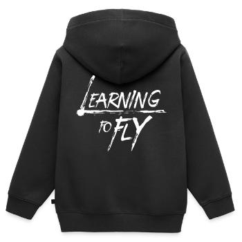 Learning to fly Fliegen Flugzeug Pilot Flieger - Kinder Premium Organic Zip Hoodie - Schwarz - Hinten - AI Model Kid Male (0cm)