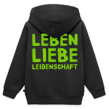 ich lebe ein leidenschaftliches Leben - Kinder Premium Organic Zip Hoodie - Schwarz - Hinten - AI Model Kid Male (0cm)