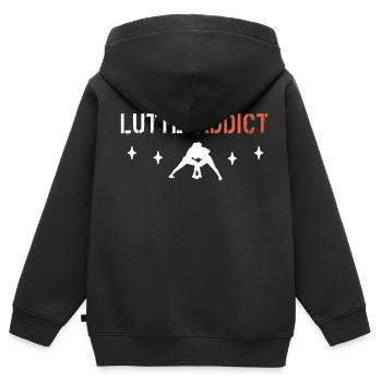 Süchtiges Wrestling - Kinder Premium Organic Zip Hoodie - Schwarz - Hinten - AI Model Kid Male (0cm)