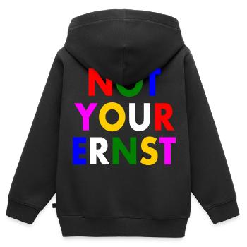 Not your ernst - Kinder Premium Organic Zip Hoodie - Schwarz - Hinten - AI Model Kid Male (0cm)