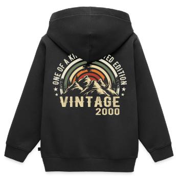 Né en 2000 Vintage 2000 Anniversaire Rétro 2000 - Sweat Premium à capuche zippé enfant bio - noir - Dos - AI Model Kid Male (0cm)