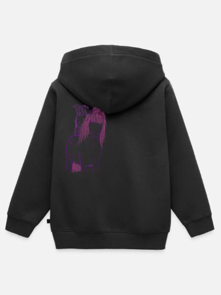 Pferd und Hund - Kinder Premium Organic Zip Hoodie - Schwarz