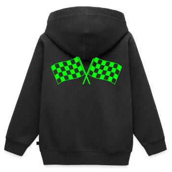 Zwei Zielflaggen Sieger des Rennens - Kinder Premium Organic Zip Hoodie - Schwarz - Hinten - AI Model Kid Male (0cm)