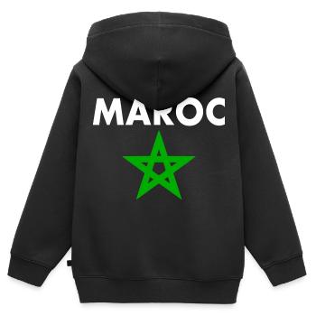 Maroc - Sweat Premium à capuche zippé enfant bio - noir - Dos - AI Model Kid Male (0cm)