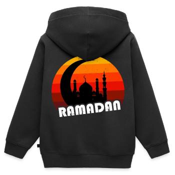 Ramadan Jeûne islamique Islamique Aïd Ramadan - Sweat Premium à capuche zippé enfant bio - noir - Dos - AI Model Kid Male (0cm)