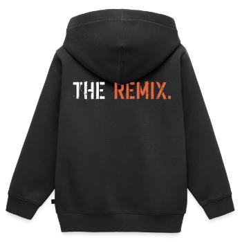 The Remix - Sweat Premium à capuche zippé enfant bio - noir - Dos - AI Model Kid Male (0cm)