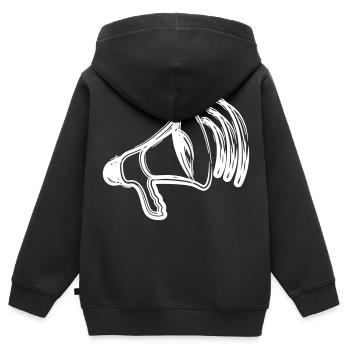 Mégaphone - Sweat Premium à capuche zippé enfant bio - noir - Dos - AI Model Kid Male (0cm)