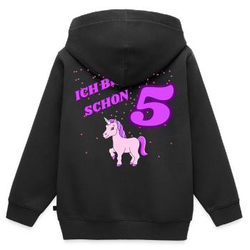 ICH BIN SCHON 5 Geburtstag Einhorn - Kinder Premium Organic Zip Hoodie - Schwarz - Hinten - AI Model Kid Male (0cm)