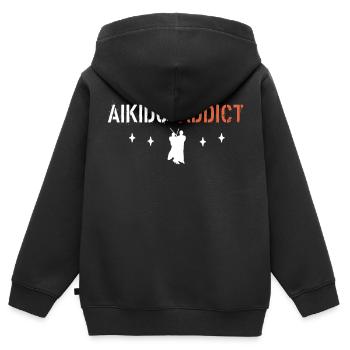 Aikido-Süchtiger - Kinder Premium Organic Zip Hoodie - Schwarz - Hinten - AI Model Kid Male (0cm)